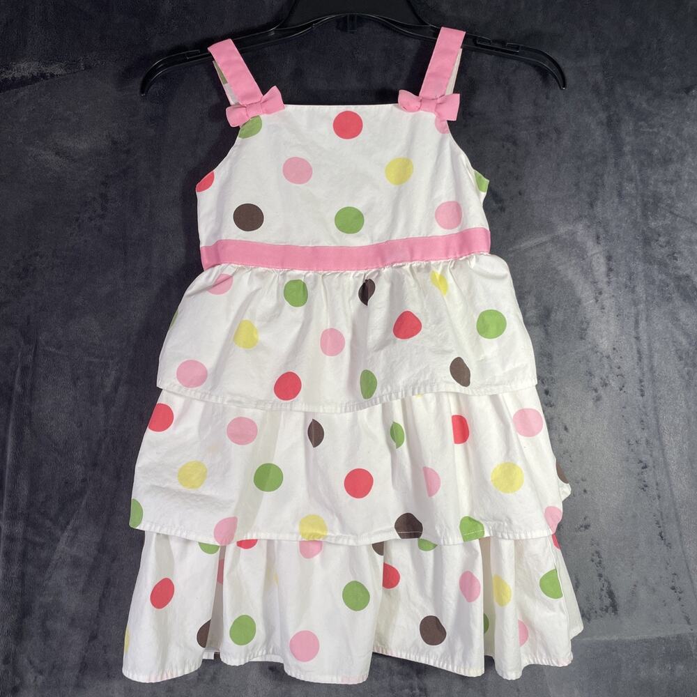 Gymboree Tea for Two Size 7 Polka Dot Tiered Ribbon Bow Dress